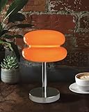 Mushroom Table Lamp for Bedroom, Cordless Mid Century Modern Lamp, Cute Egg Tart Small Night Light, 6000mAh Rechargeable Table Light for Living Room Nightstand Home Mushroom Decor Aesthetic (Orange)