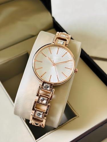 Image of AMERICANVIBER Red Diamond-Studded Women's Analog Watch with Adjustable Strap, Stylish Round Dial Wrist Watch for Girls & Ladies, Suitable for Casual, Office, and Formal Use