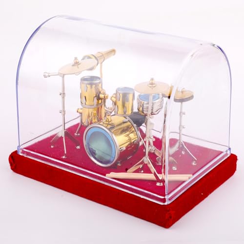 Batterie miniature en laiton avec support et vitrine pour décoration de bureau chic