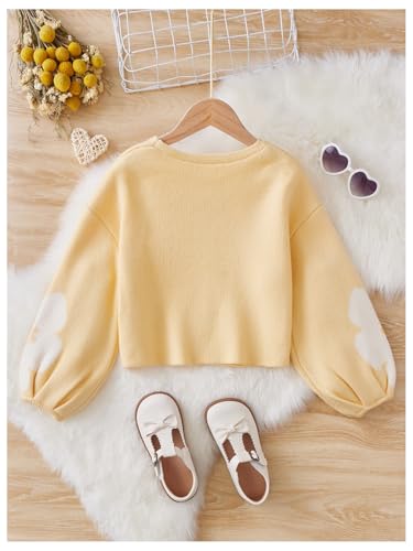 Verdusa Girl's Floral Knit Cardigans Bishop Long Sleeve Button Up Sweater Cardigan2