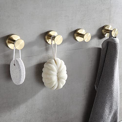 Orlif Bath Towel Hooks,4 Pack Sus304 Stainless Steel Robe Coat Robe Clothes Hook，Heavy Duty Wall Hook For Bathroom & Kitchen Garage Hotel Wall Mounted (Gold) #TOP1