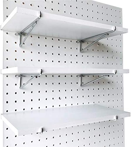 Pegboard Shelf Set -3 Extra Heavy Duty Pegboard Shelves & Durable Steel Brackets 1/4"Holes -White Stain-Resistant Peg Board Organizer Shelves -Pegboard Accessories for Home,Garage,Nursery