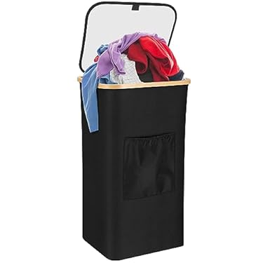 AMAZON - GLCONN Flip-Lid Laundry Hamper Tall Laundry Basket – Collapsible Laundry Bin Storage Basket – Large Hampers with Lid for Laundry, Toys, Clothes, Bedroom, Bathroom, Nursery, Closet – 105L, Black