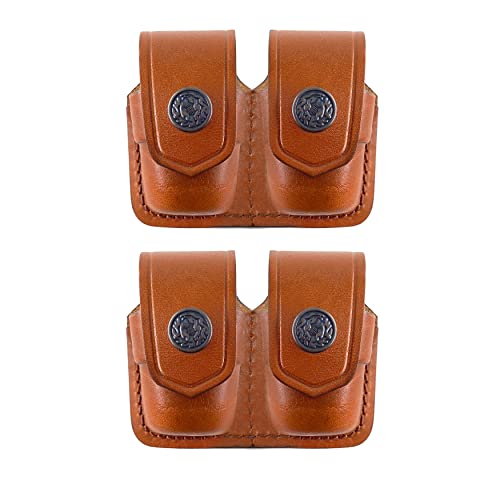 Koltster Alis3838 Two Double Speedloader Carrier/Case/Pouch for Smith&Wesson Magnum Genuine Leather Handmade! (Brown)