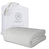 Threadmill Luxury Cotton Blankets for King Size Bed | All-Season Cozy 100% Cotton King Size Blanket | Herringbone Soft Fall Thermal Blanket fits California King Size Bed | Light Grey