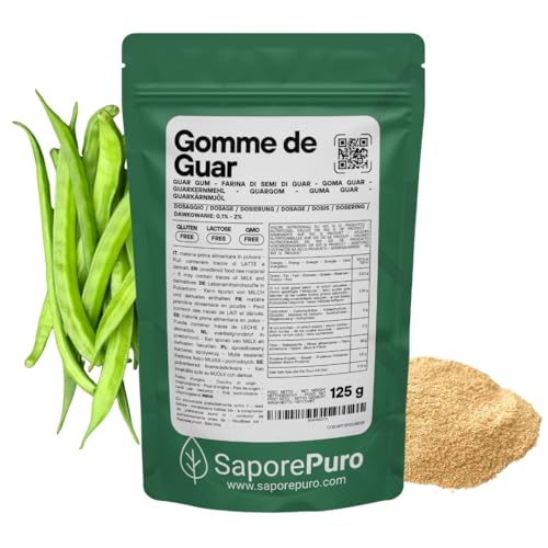 Saporepuro Farine de graine de Guar - Gomme de Guar - 125 gr - Idéal pour les glaces et sorbets - Pure 100%