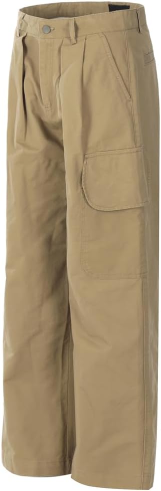Men’S Carpenter Cargo Pants Zipper Pocket Distressed Straight Loose Wide Leg Trousers with Pleated Front