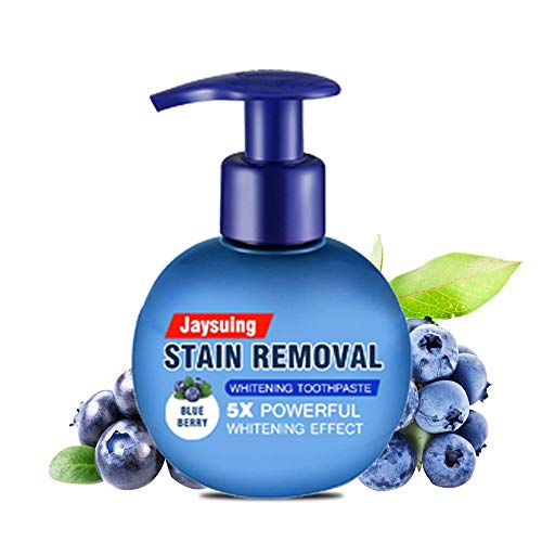 Strengthening Stain Removal Gel Toothpaste, Teeth Whitening Fight Bleeding Gums Fresh Breath Oral Care, End to Waste with Pump Packaging?Blueberry Flavor?