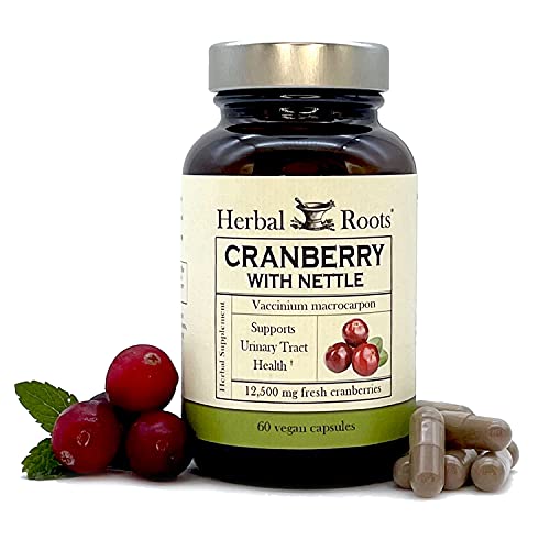 Herbal Roots Extra Strength Cranberry Pills for Women & Men with Organic Nettle - 12,500 mg per Capsule, Urinary Tract UTI Health - Vegan, - Made in The USA Herbal Roots Extra Strength Cranberry Pills for Women & Men with Organic Nettle - 12,500 mg per Capsule, Urinary Tract UTI Health - Vegan, - Made in The USA