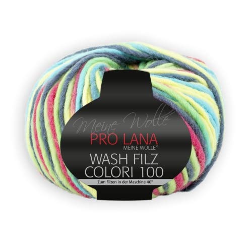 Unbekannt PRO LANA Wash-Filz Colori 100 Türkis/Koralle Wolle 100g – Bild 4