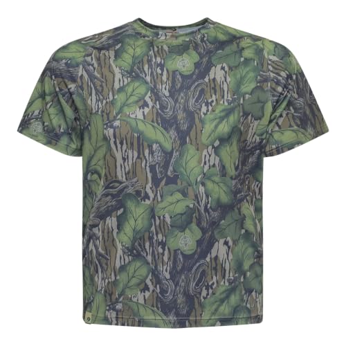 Mossy Oak Camo Hunting Short Sleeve Shirt for Men - Lightweight Performance Stretchable Tee with 4-Way Stretch & Cooling Tech