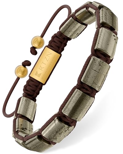 Pulsera de piedra pirita para hombre RTZN ajustable miniatura 1