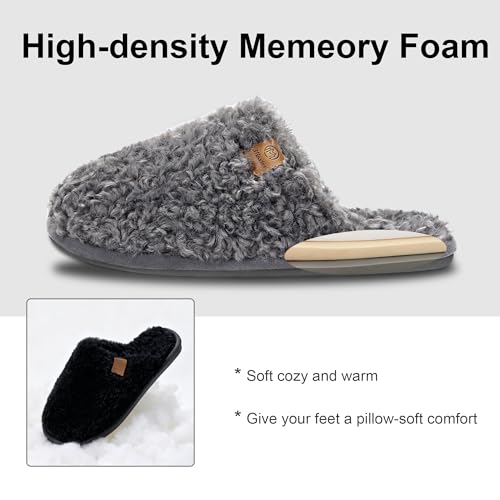 Image of Micolin Slippers For Women Men Fuzzy Winter Warm With Memory Foam House Comfort Fluffy Lining Anti-Skid Cute Indoor Outdoor Shoes