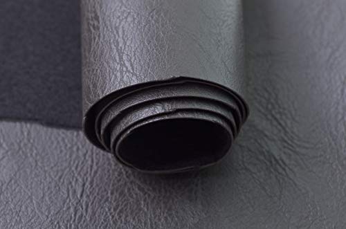Image of Wento Thick 5 Yards Faux Leather Soft Skin Grain PU Fabric for Furniture Cover, Reupholster Sofa Chairs, Cushions, Vinyl Upholstery (5 Yards, Dark Gray)