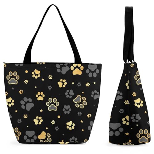 Sac de shopping pour voyage noir et doré grand format femme