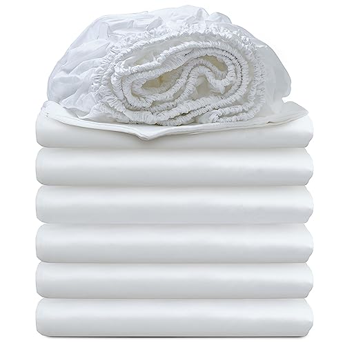 King Size Fitted Sheets Only - Deep Pocket White Sheets Bulk 6 Pack For Home, Air Bnb Essentials, Massage Table, Hospital Bed - Made Of Microfiber Fabric For Soft Feel #TOP19