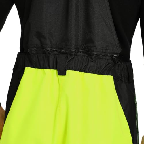 Image of 3-Piece Hi-Vis Rain Suit, Safety Jacket with Hood & Bib Overalls