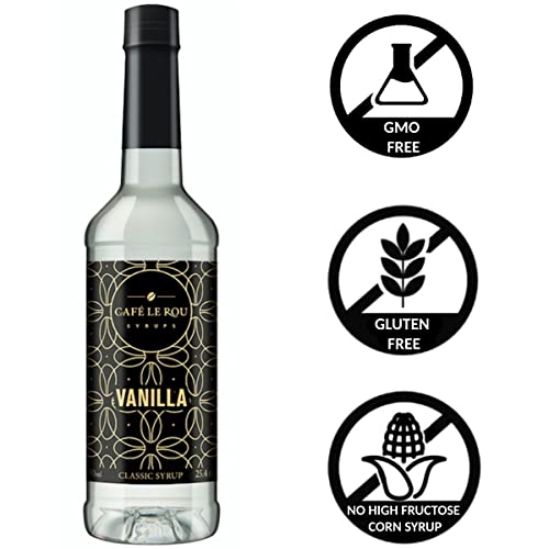 Image of NEW Cafe Le Rou Vanilla Coffee Syrup - 25.4oz Cafe Flavoring Syrup (Vanilla, 2-pack) Includes 2 Coffee Syrup Dispensers Flavoring Syrup for Coffee, Tea and