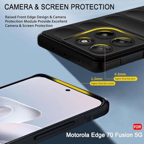 Image of TheGiftKart Liquid Silicon Back Cover Case for Motorola Moto Edge 70 Fusion 5G | ShockProof Military Grade Protection | Micro-Fibre Cloth On Inner Side | Built-In Anti-Slip Grip Back Case (TPU, Black)