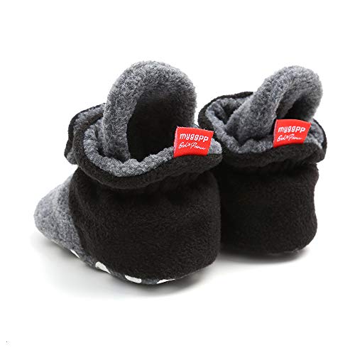 Carrean Baby Boys Girls Cotton Booties Non Skid Soft Sock Boots Infant Crib Slippers Newborn First Walker Shoes Dark Gray 13Cm #TOP3