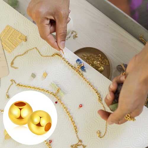 CANIPHA 600Pcs 18K Gold Filled Beads, Round Brass Beads for Jewelry Making Gold Charms, DIY Beading & Jewelry Making (2MM - Image 3