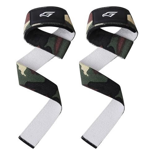 Gymhawk Lifting Straps – 24-inch Heavy Duty Weightlifting Wrist Straps with 4mm Padding – Non-Slip Grip for Powerlifting, Strength Training, Bodybuilding – Durable, Comfortable Workout Straps for Men & Women (CAMO)
