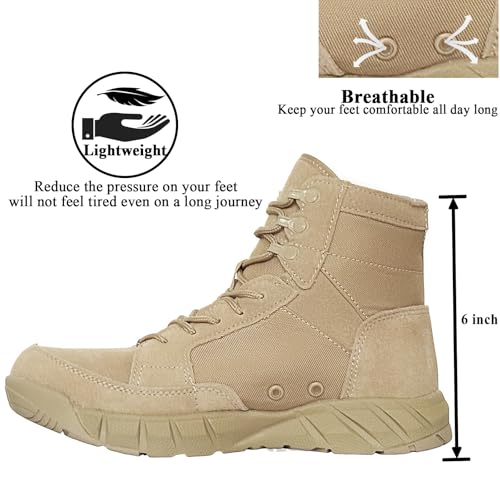 6 Inch Lightweight Mens Tactical Shoes Combat Boots Coyote Boots Military Training Lace Up Outdoor Hiking Breathable Army Shoe4