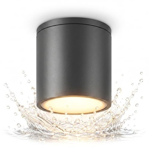 Dopa Dopastore Faretto da Soffitto con Attacco GU10 Cilindro Spot dal Design Moderno in Alluminio Portalampada IP54 Per Esterni Interni (Nero)
