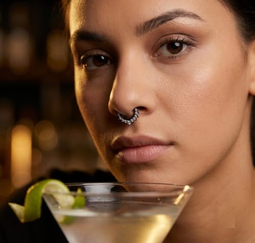 Image of RUVEE Nose & Ear Clip Titanium Plated Pin Non Pierced Just Press for Women & Girls Septum Ring