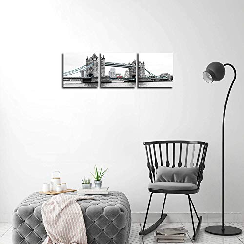 Nan Wind 3 Pcs Modern London Tower Bridge Canvas Prints Red Bus On Bridge Black And White Wall Art Landscape Wall Decor Paintings On Canvas Stretched And Framed Ready To Hang For Home Decor #TOP4