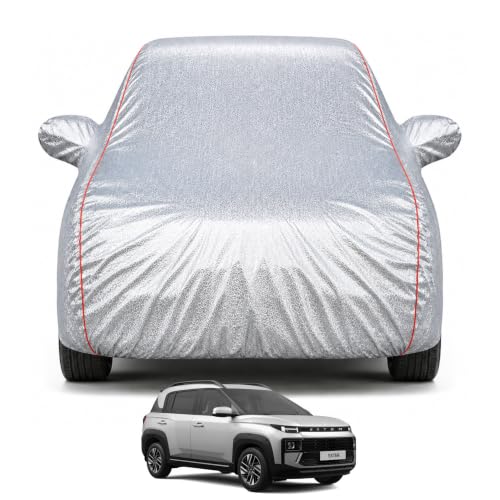 Image of Compatible with Exter 2023-2026 Models 100% Waterproof Car Cover for All Weather Protection Mirror & Inner Cotton Triple Stitched Cover, Adjustable Belt Bottom Elastic (Metalic Silver)