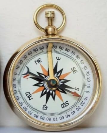 Brújula de bolsillo vintage de latón con estuche de cuero estilo antiguo para navegación náutica, ideal para senderismo, camping, viajes y exploración miniatura 3