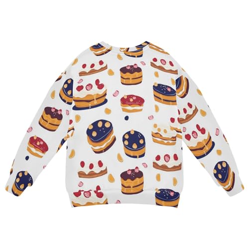 JUNZAN Cartoon Cute Strawberry Cakes Kids Girls Sweatshirts Hoodies Long Sleeve Sweatshirt With Hoodie Party 4T2