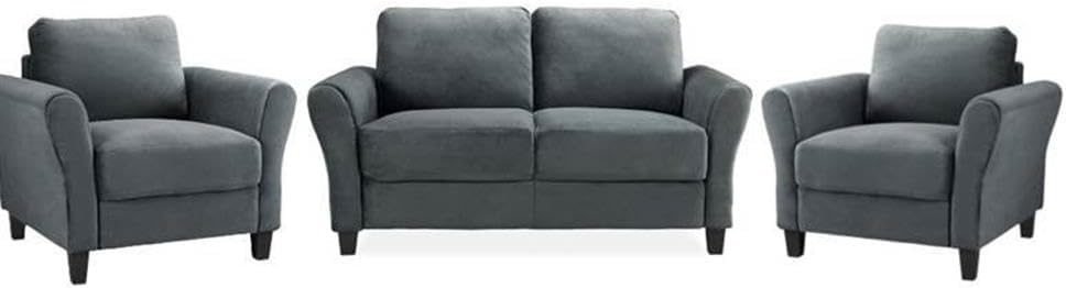 Home Square 3 Piece Sofa Set with Loveseat and (Set of 2) Accent Chairs in Dark Gray