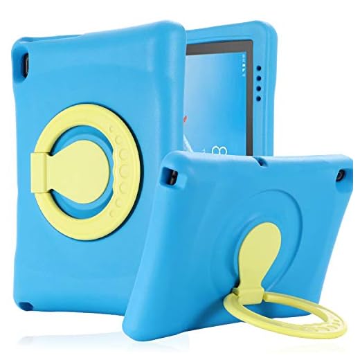 Kavon skyddsfodral till Lenovo Tab E10 TB-X104F (10,1 tum) 2019, vikbart handtag, stotsakert, skyddande skal, EVA, latt for barn 10,1 tum (rosa) (Bla)