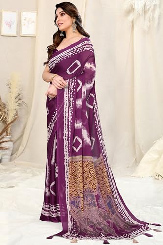 Image of MIRCHI FASHION Saree for Woman Chiffon Shibori Printed | Lightweight Regular Use and Professional Office Sari with Blouse Piece