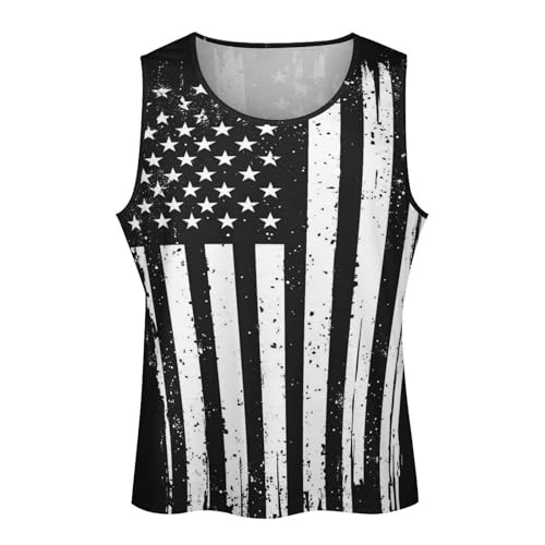 Men's American Flag Eagle Skull Print Tank Top July 4th Patriotic Gym Muscle Shirt4