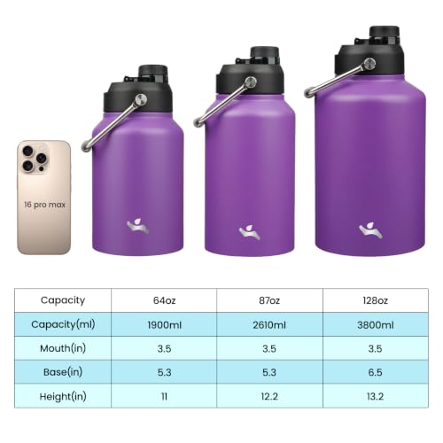 Image of Konokyo 64 oz Insulated Stainless Steel Water Bottle Jug with Handle