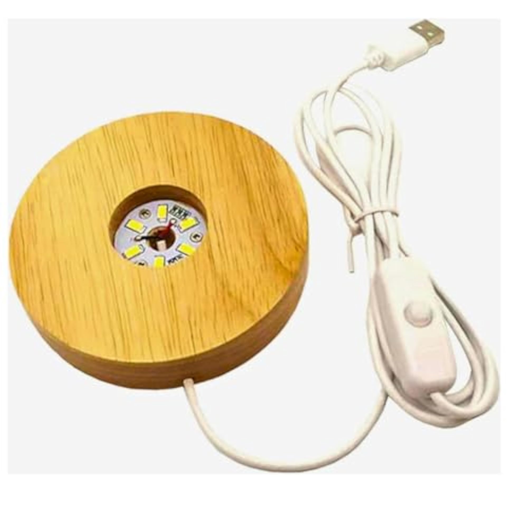 LED Display Stand with Wooden Base for Crystals and Decor