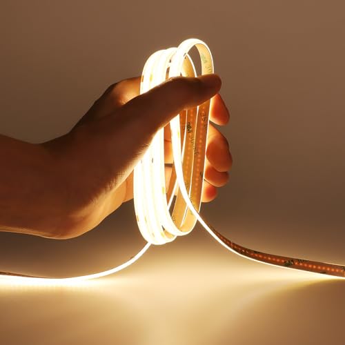 Image of DC 5V USB COB LED Strip Light Warm White 3000K Dimmable IP65 Waterproof CRI 93+ USB Powered 6.6ft /2M 640LEDs High Brightness Flexible LED Tape Lights