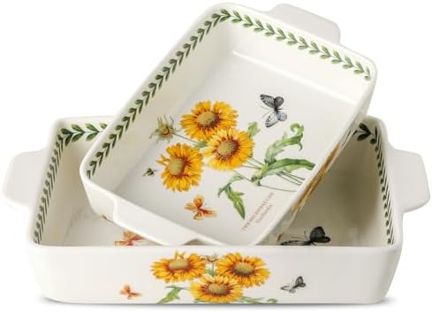 Ceramic Sunflower Baking Casserole Dish with Handles,Large 2 piec...