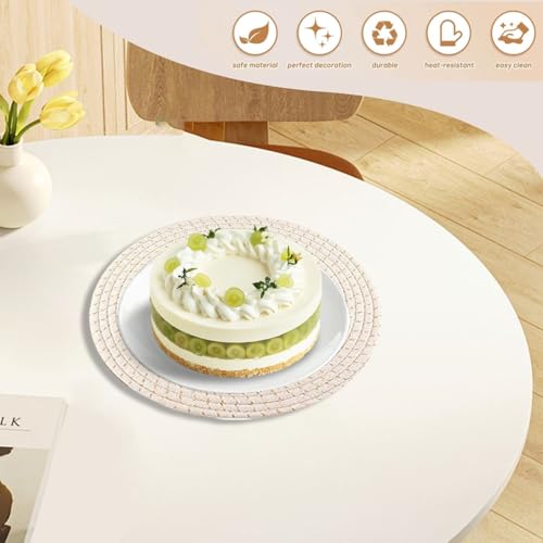 Sets de table ronds 33 cm lot de 4 en coton marron mélangé rustique - 6