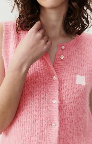 Image of UAURORAO Women Chunky Sweater Vest Button Down Crochet Cable Knit Cardigan Sleeveless Open Front Knitted Crop Waistcoat