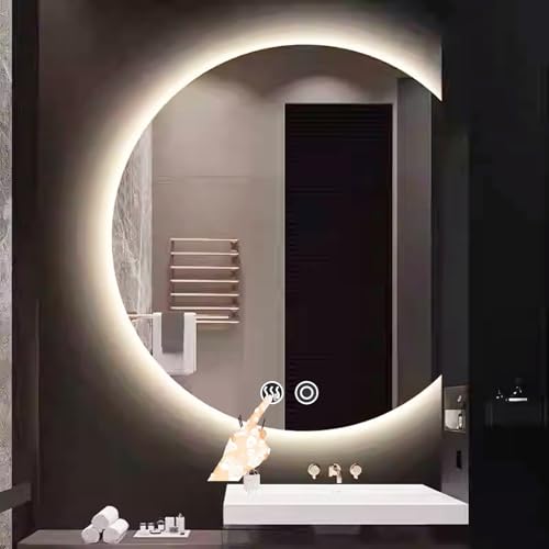 Miroir semi-circulaire LED en verre haut de gamme à intensité variable