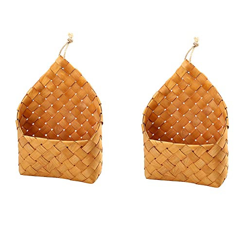 CVPDI Juego de 2 cestas de mimbre pequeñas para colgar en la pared, para decoración del hogar, macetas
