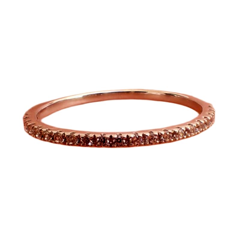 Bague d'éternité argent 925 anneau plaqué or pavé diamants CZ incolores