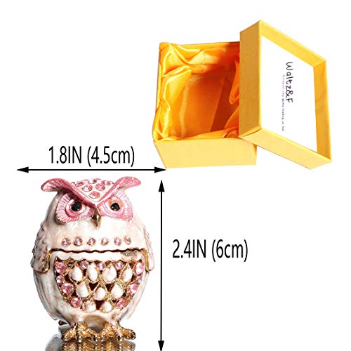 Waltz&F Trinket Box Hinged Hand-Painted Owl Figurine Collectible Ring Holder #TOP1
