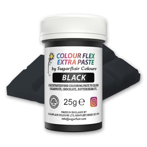 Colour Flex Food Colouring Paste Black - Extra Concentrated, Vibrant Food Colouring For Buttercream, Chocolate, Sugar Paste, Icing, Fondant, Royal Icing, Cake Decorations and More - 25g