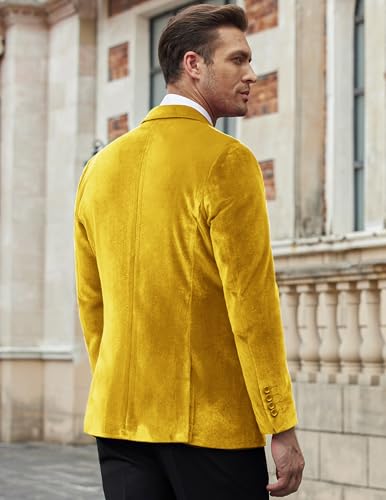 Image of COOFANDY Men's Velvet Blazer Notched Lapel Velour Suit Jacket One Button Tuxedo Jackets for Wedding Prom Party Dinner