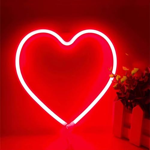 Lampe LED néon en forme de cœur, lampe néon en forme de cœurs d'amour pour chambre de filles rose, chambre d'étudiant, alimentation par USB ou piles,...